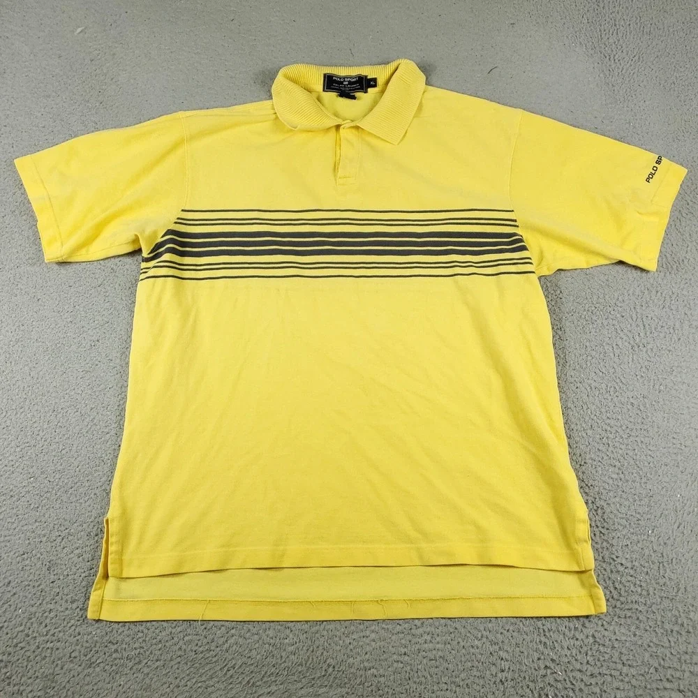 Ralph Lauren Polo Shirt Mens XL Yellow Pony Casual Short Sleeve *